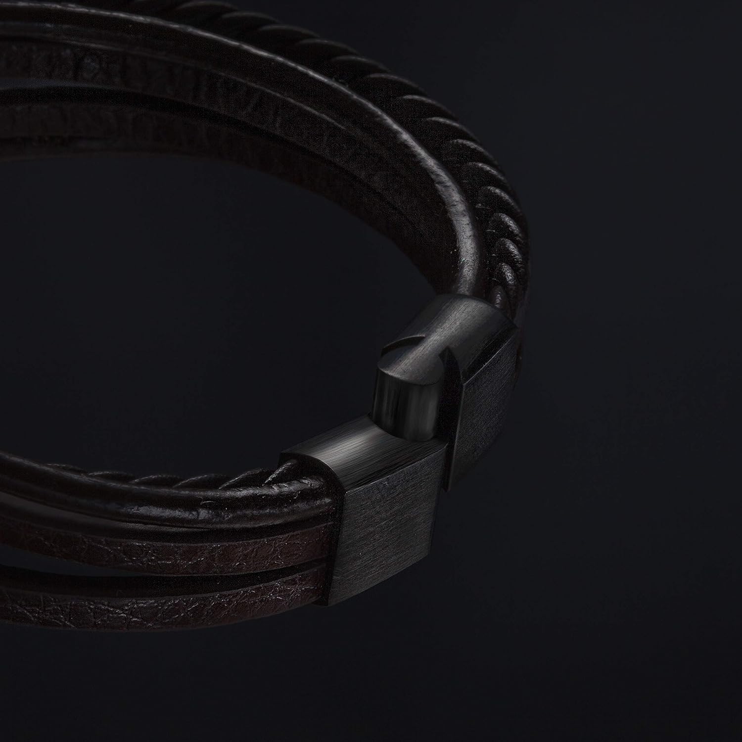 SERASAR Mens Leather Bracelet 17cm Brown Bracelet Men Gift-Box Genuine-Leather Cowhide Braided Adjust-Able Magnetic-Clasp Multi-Layer Wrap Rope Man Mans Male Boy Boys Band Jewelry Magnet Accessories: Jewelry
