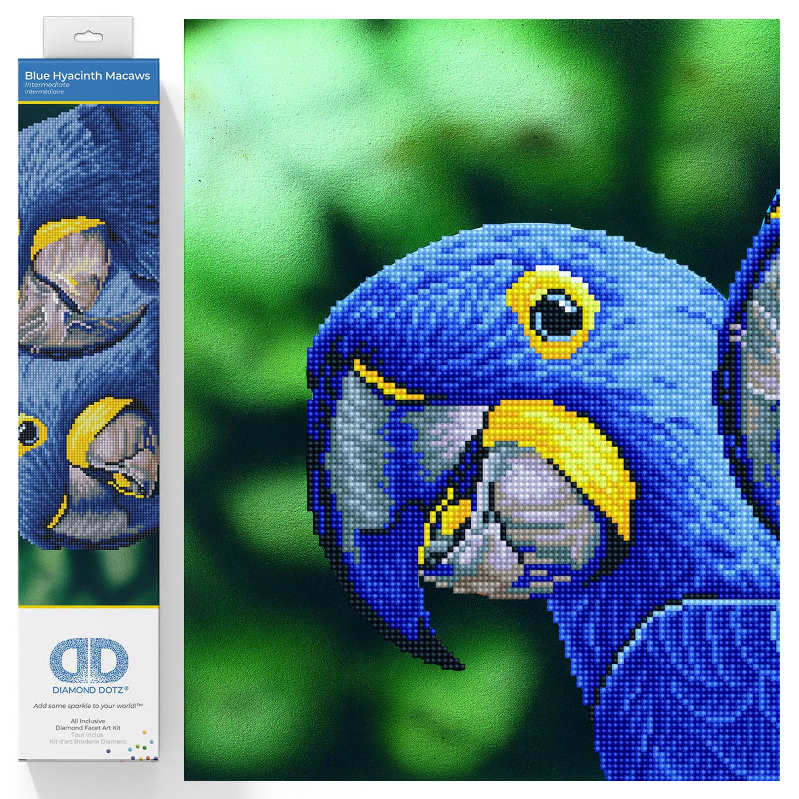 DIAMOND DOTZ Painting, Beginner Kit, Plastic Polyester, Blue Hyacinth Macaws, 37 x 52cm