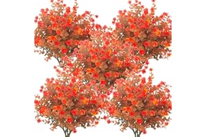 GRUNYIA Artificial Fall Flowers, Fake Outdoor UV Resistant Autumn Plants for Home Kitchen Christmas Festival Thanksgiving Autumns Decoration(Fall Orange)