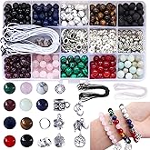 Colle 418Pcs Stone Jewelry Making Kit, Crystal Stone Bracelet Making Kit, Crystal Natural Stone Healing Beads for Jewelry Making, Bracelet Making Kits
