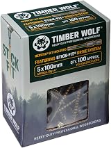 Timber Wolf TW50100 Woodscrews 5.0 x 100mm Box of 100 Zinc Yellow