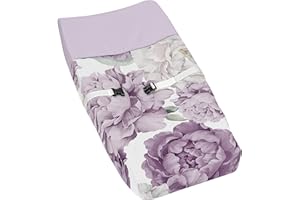 Sweet Jojo Designs Lavender Purple Boho Shabby Chic Floral Girl Baby Changing Pad Cover Infant Newborn Diaper Table Change Mat Sheet Lilac Violet Ivory Bohemian Vintage Garden Watercolor Flower Nature