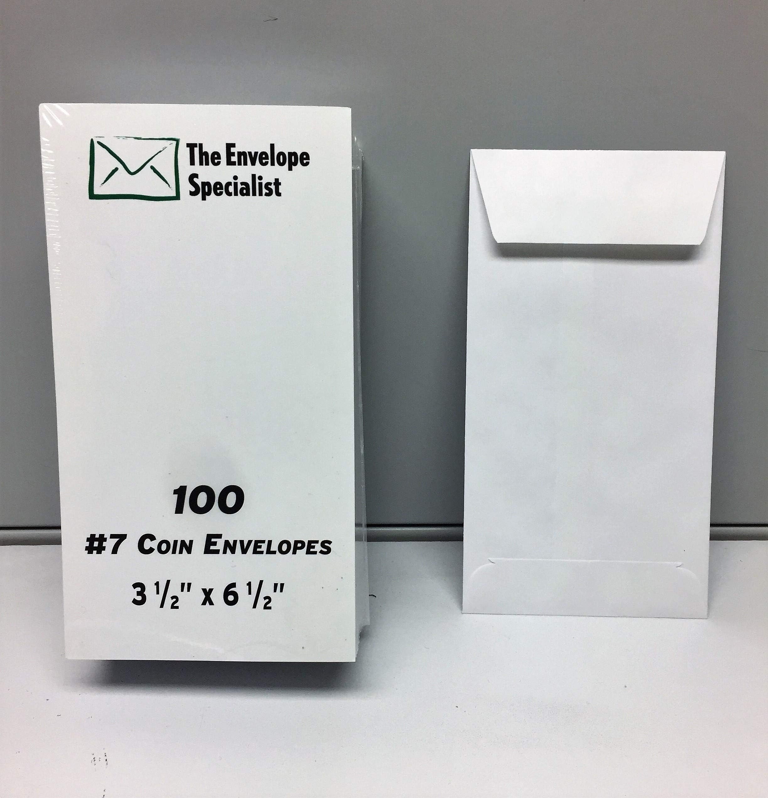 #7 Coin Envelope 3 1/2" x 6 1/2" White Wove 100 per Pack
