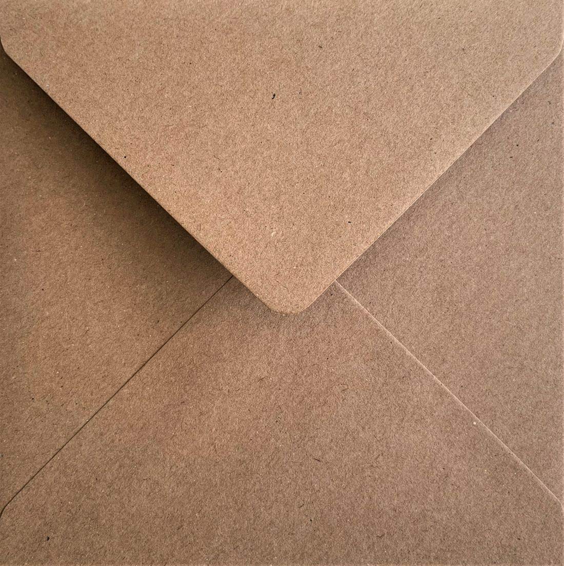 100 Pack 6x6 Inch Square Kraft Envelopes - 155mm x 155mm - Gummed 110gsm – Eco-Friendly Natural Brown