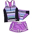 ZeroXposur Girls Swimsuit 3-Piece Set with Tankini Bathing Suit and Swim Cover Up Shorts - UPF 30+ Girls' Swimwear