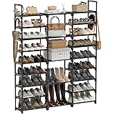 WOWLIVE 9 Tiers Large Shoe Rack Storage Organizer for Closet 50-55 Pairs Shoe Tower Unit Shelf Stackable Shoe Rack with Metal Pipes Plastic Connectors Black(SSS3B9)