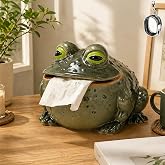 Funny Frog Toilet Paper Holder, Whimsical Toad Tissue Box in Resin for Kitchen, Bathroom, or Bedroom, Creative Animal Toilet Roll Dispenser (Single Frog Holder)