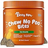 Zesty Paws Coprophagia Deterrent for Dogs - Chew No Poo, Chicken, 90 Ct | Dog Vitamins to Get Dogs to Stop Eating Poop - Coprophagia Relief with Probiotics