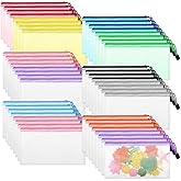 Oqqlin 100 Pcs Mesh Zipper Pouch Bulk, 8.5 x 4.5 Inch Clear Plastic Pencil Pouches Small Waterproof Pencil Case Pouch for Stationary, Cosmetics, Bill, Envelopes Storage (10 Colors)