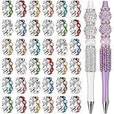 Junkin 120 Pcs 12 mm Rhinestone Beads for Pen Making Bulk Multicolor Rondelle Spacers Beads European Large Hole Focal Bead for Jewelry Making DIY Pens Crafts Crystal Wave Space Beadable Items