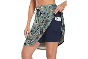 BLEVONH Women's Golf Skirt 20" Knee Length Skorts Skirts Drawstring Waist Tennis Skirts with Pockets