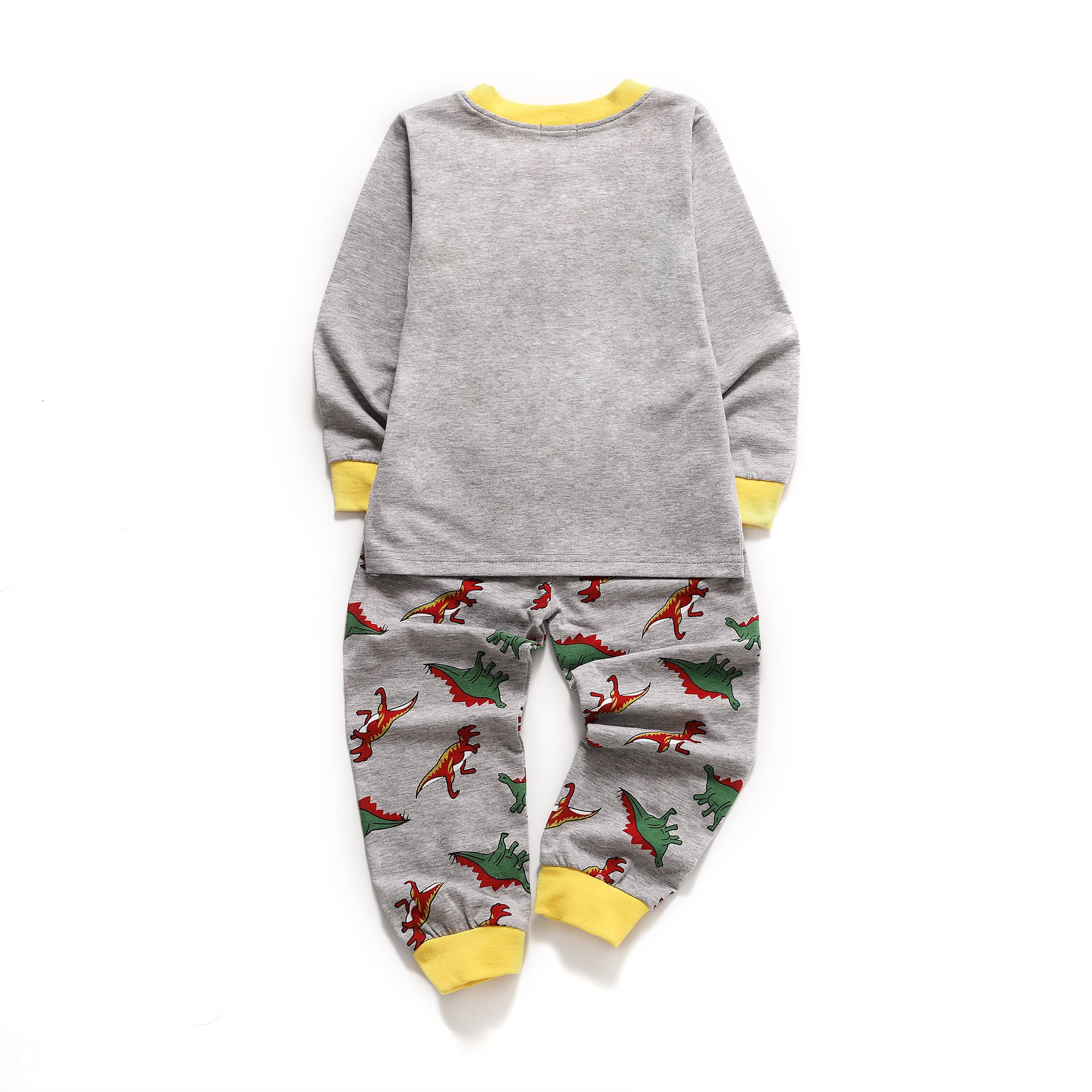 Tarkis 1-7 Years Boys Pyjamas Cartoon Dinosaur Long Sleeve Cotton T-Shirt and Shorts Summer PJS Set
