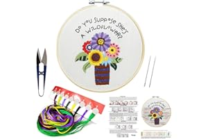 BERYA Embroidery Kit Including Embroidery Hoop,Color Threads and Embroidery Scissors for Beginners-Handmade Needlepoint Kits for Adults Kids …