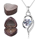 Missia Moissanite Sterling Silver Necklace With Walnut Jewelry Box Gift For Her Woman Wife Girlfriend Daughter Present For Birthday Valentine Wedding Anniversary