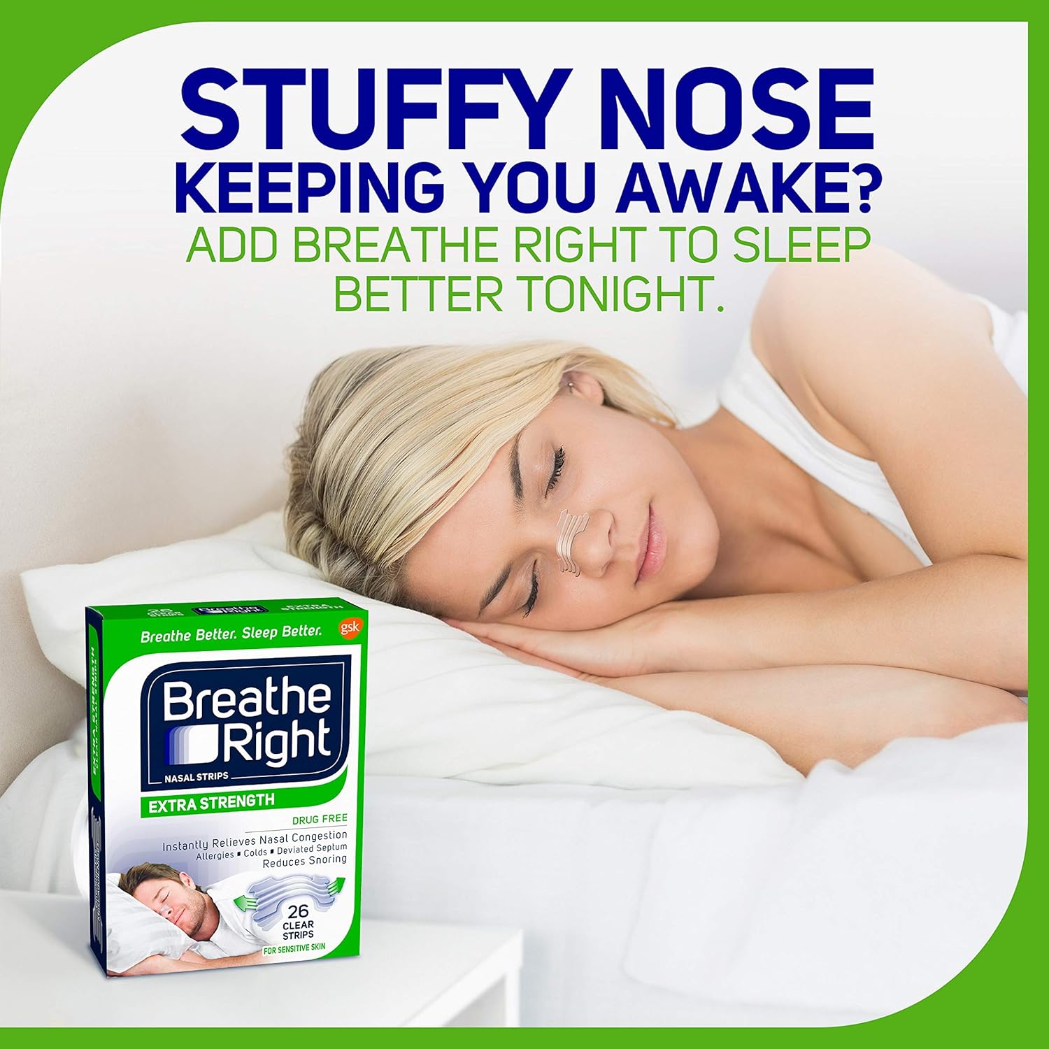 Breathe Right Nasal Strips to Stop Snoring, Drug-Free, Extra Clear, 26 count: Health & Personal Care
