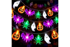HUYAMAP 20FT 40LED Halloween Lights Outdoor Indoor Pumpkin Bat Spider Ghost Halloween String Lights Battery Operated, 8 Light Modes Waterproof Fairy Lights Decorations for Home Yard Window Party Outside Decor