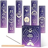 Varonite Lunar Soul Incense Sticks with Holder - Incense Stick Variety Pack of 6 (120 Insence-Sticks): Bergamot, Cedar, Jasmine, Lavender, Rose, Frankincense – Calm Mind, Meditation & Aromatherapy