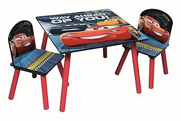 Disney Pixar Cars Lightning Mcqueen Kinder Holz Set Tisch 2 Stuhle Amazon De Baby