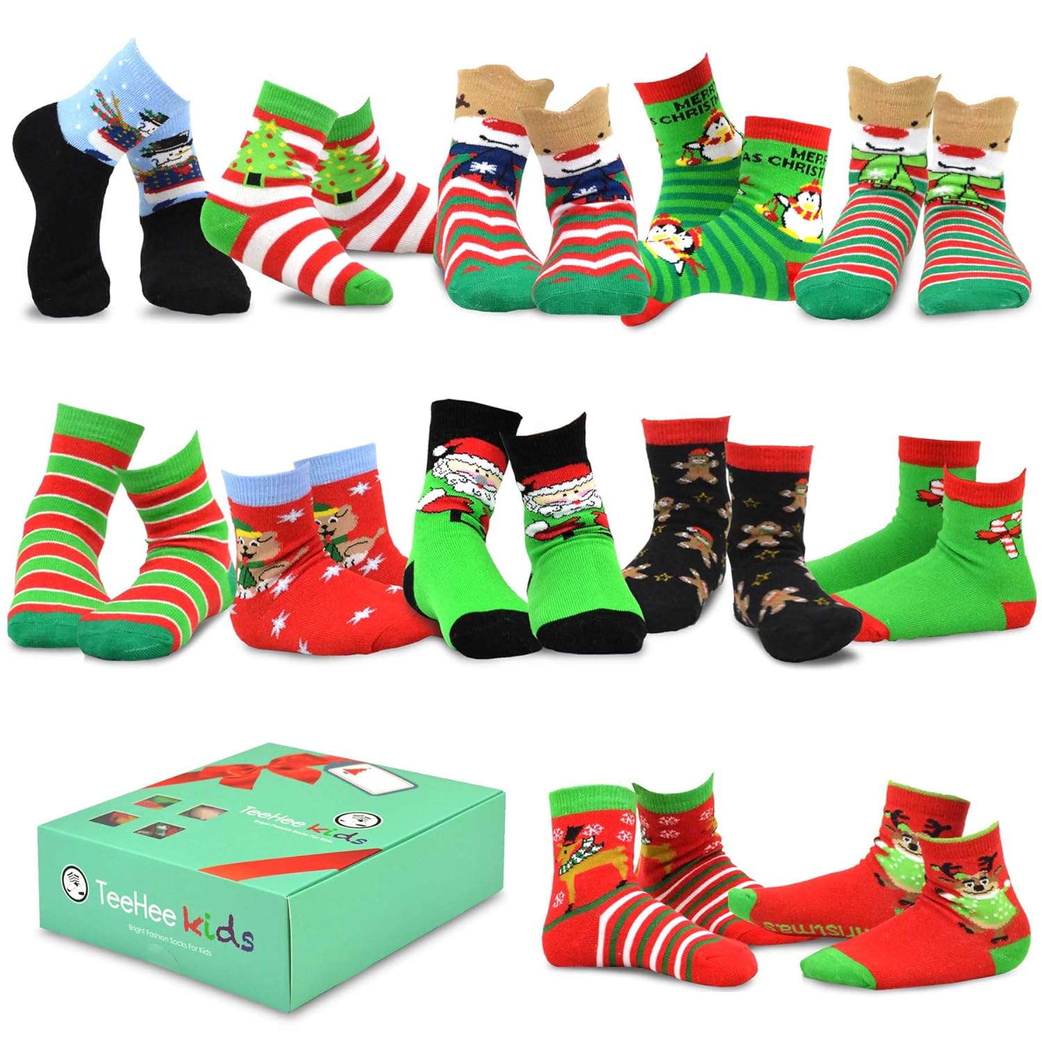 teehee Natale 12 calzini di cotone grande valore confezione teehee Natale 12 calzini di cotone grande valore confezione regalo per bambini Amazon Abbigliamento