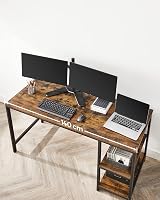VASAGLE Computer Desk with Left or Right Shelves Rustic Brown Black LWD55X view 8