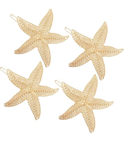 New 3pcs Starfish Gold White Pearl & Rhinestone 1.5\