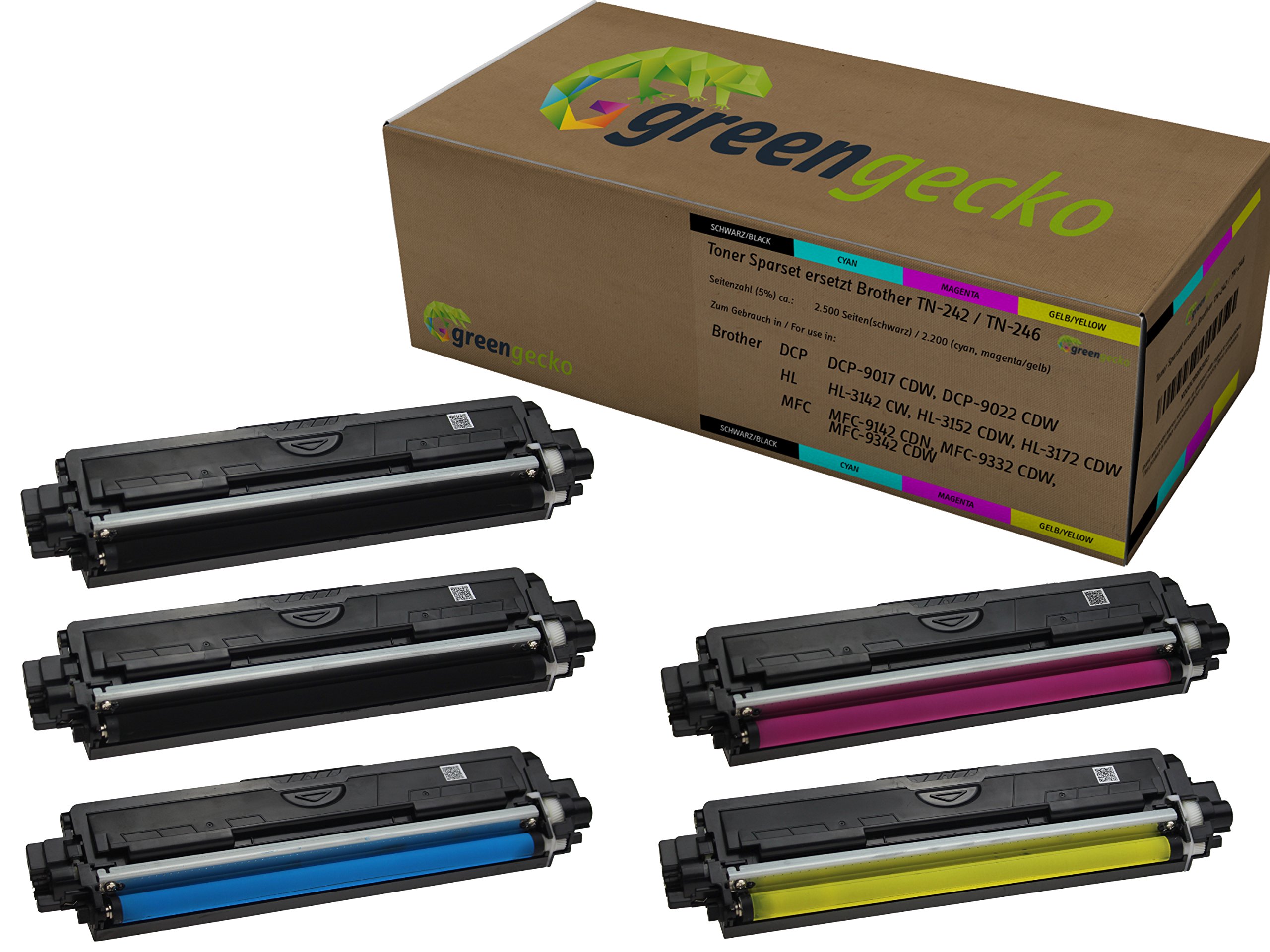 5 XXL Toner compatible for Brother TN-242 / TN-246 | for Brother HL-3142cw, DCP-9022cdw, MFC-9142cdn, MFC-9332cdw, MFC-9342cdw / cartridges black(2), cyan, magenta, yellow