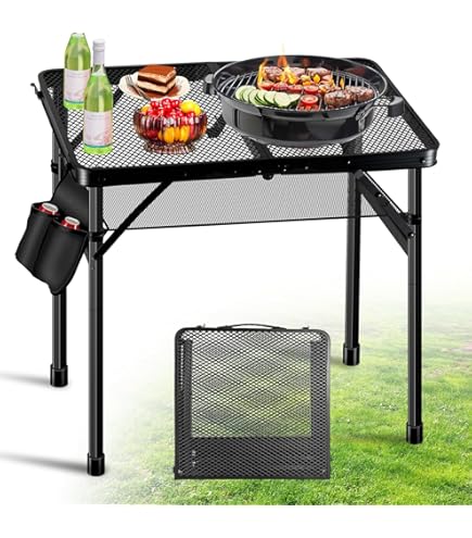 LALA IKAI 3x2 Ft Folding Grill Table - Adjustable Height Portable BBQ