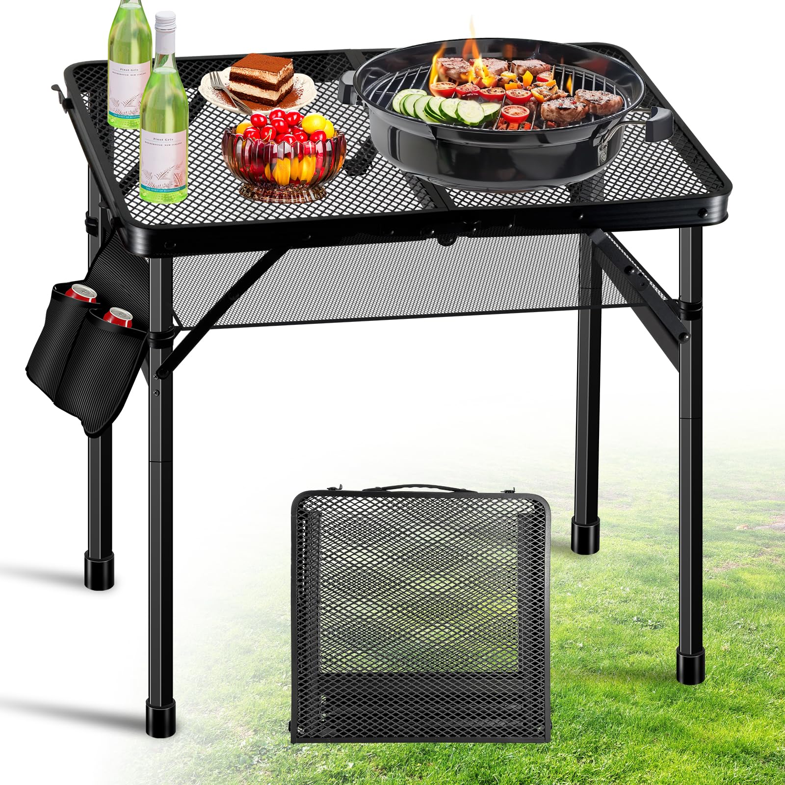 Photo 1 of Upgraded Folding Grill Table - Metal Portable Camping Table, Height Adjustable, Lightweight Foldable for Outside BBQ