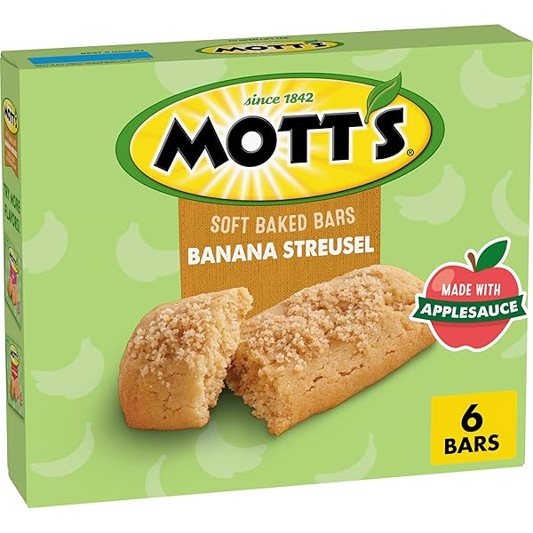 MOTT’S SOFT BAKED BARS, BANANA STREUSEL, MADE WITH APPLESAUCE, 6 CT, 5.76 OZ