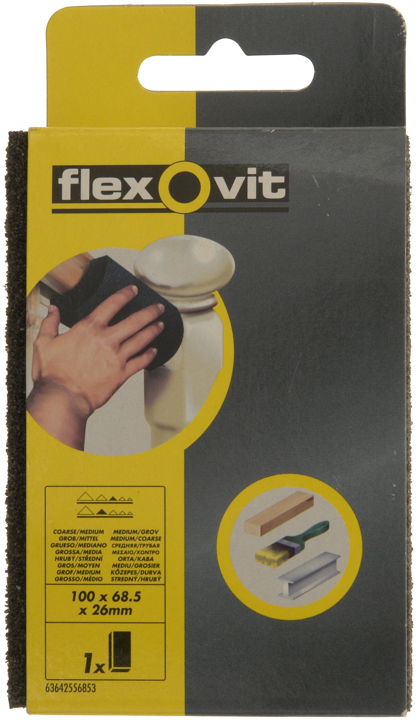 FLEXOVIT FX63642556853 Sanding Sponge, Medium/Course