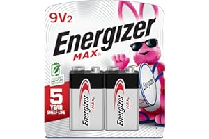 Energizer MAX 9V Batteries (2 Pack), 9 Volt Alkaline Batteries - Packaging May Vary