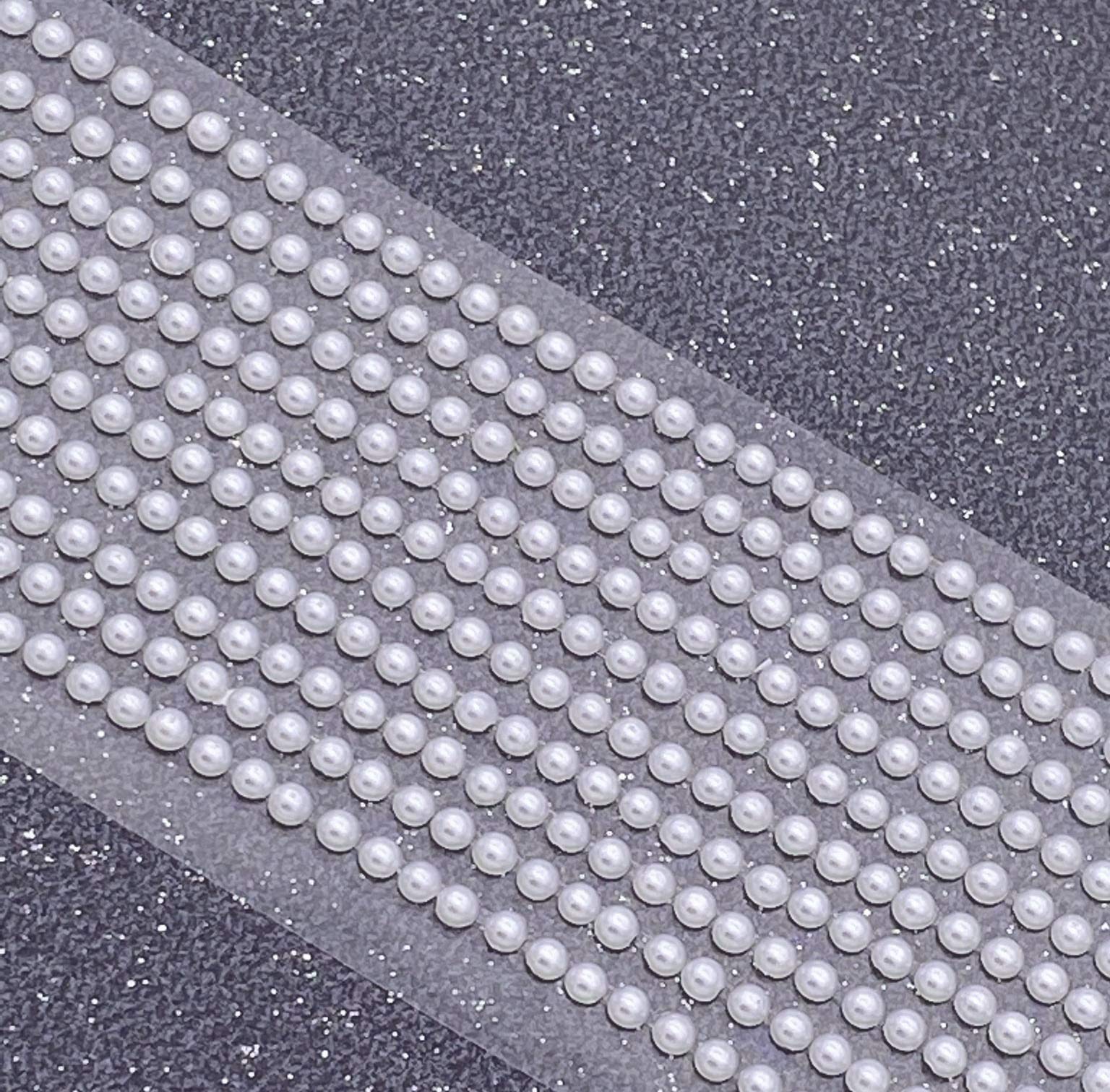 Syntego Pack of 500 Self Adhesive White Pearls Gems 3mm Mini Flat Backed Round Pearls Beads Strips Embellishments for Scrapbooking, Card Making, Decorating