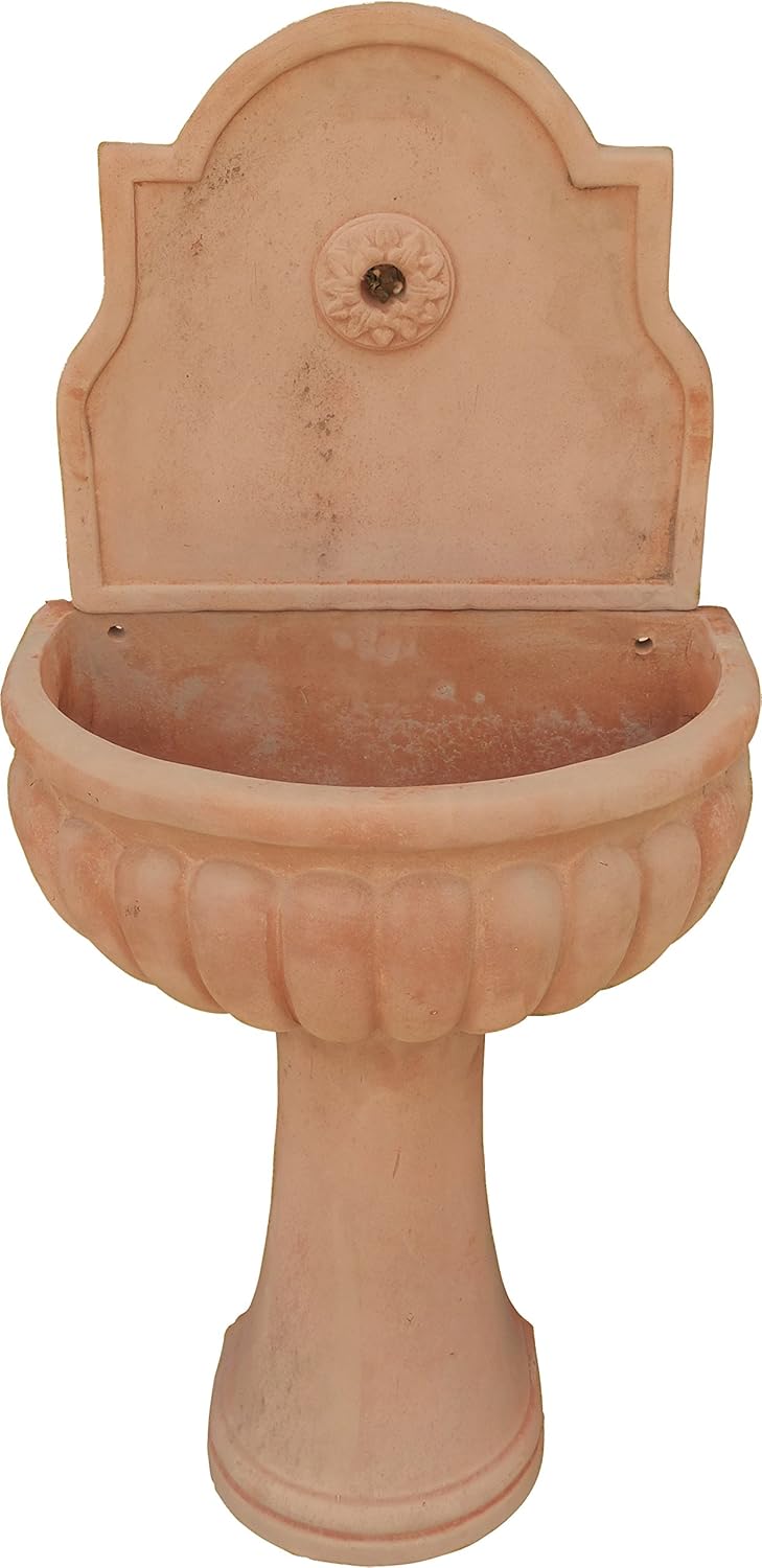 Biscottini Tuscan Terracotta Made W60xDP42xH130 cm Sized Aged Wall Fountain: Home & Kitchen