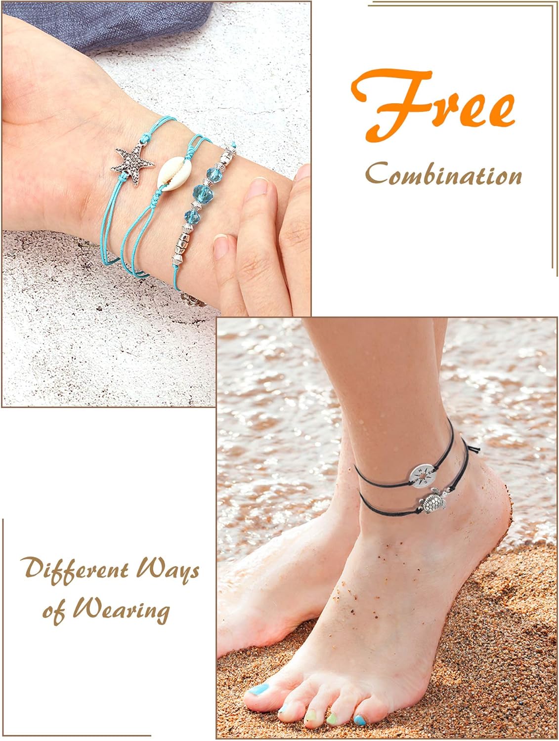 Hicarer 21 Pieces Surfer Wave Bracelet Ocean Wave Adjustable Waterproof Handmade Friendship Bracelet Summer Sunflower Bracelets Anklets Jewelry for Women Teen Girls: Jewelry