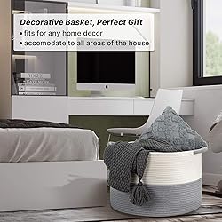 Haidms Large Cotton Rope Basket, XXL Blanket Basket