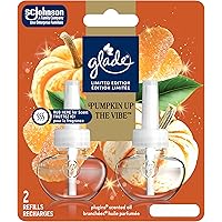 Glade Pumpkin up the Vibe Holiday PlugIns, Air Freshener Oil Refill, Fall Scented and Essential Oils for Bathroom and Home Fr