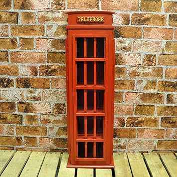 Acaciahome 85cm Large Red Wooden Retro Red Telephone Box Cd Rack