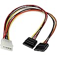 StarTech.com 12in LP4 to 2x SATA Power Y Cable Adapter - Molex to to Dual SATA Power Adapter Splitter (PYO2LP4SATA)