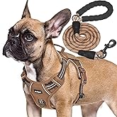 Beebiepet Heavy Duty Tactical Dog Harness for Small Dogs, No Pull Adjustable Pet Harness Reflective Service Training Easy Control Pet Vest Military K9 Working Dog Harnesses- Small, Brown