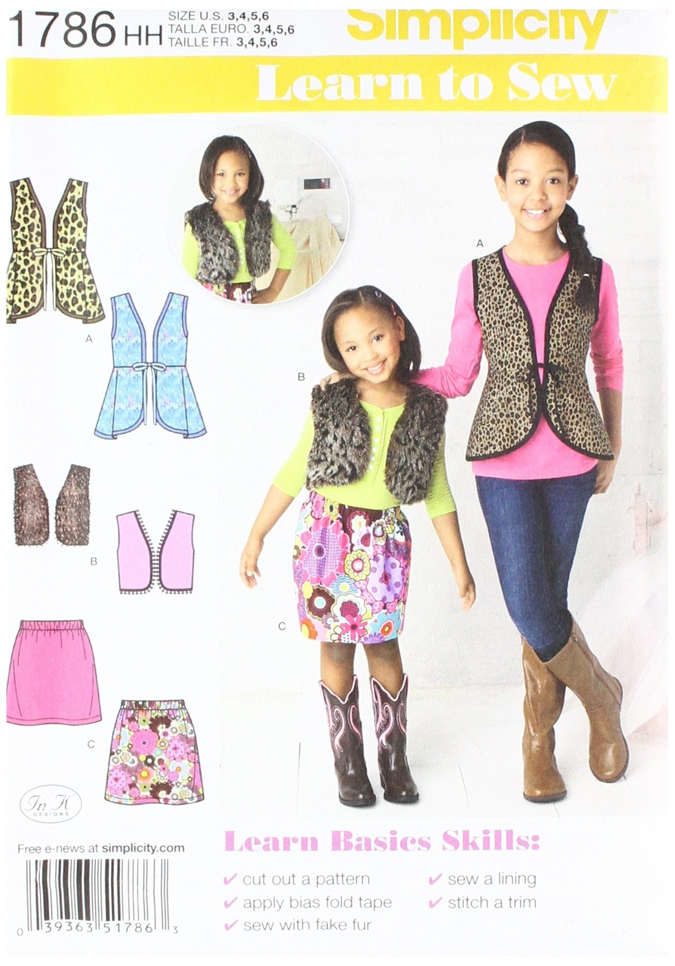 Simplicity Pattern 1786.HH 3-6 Learn to Sew Childs and Girls Sportswear