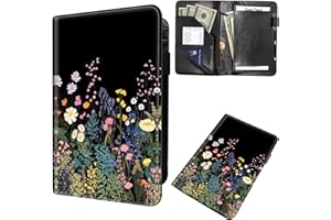 MXFDEGF Server Books for Waitress,Leather Waiter Book Server Wallet with Zipper,Cash Check Bill Receipt Holder Presenter,for Bartender,Waiter,Waitress Accessories,Server Apron,Midnight Flowers