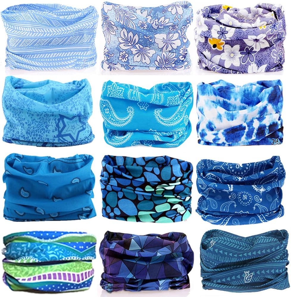 KALILY 12PCS Headband Bandana - Versatile Sports & Casual Headwear –Multifunctional Seamless Neck Gaiter, Headwrap, Balaclava, Helmet Liner, Face Mask for Camping, Running, Cycling, Fishing etc: Clothing