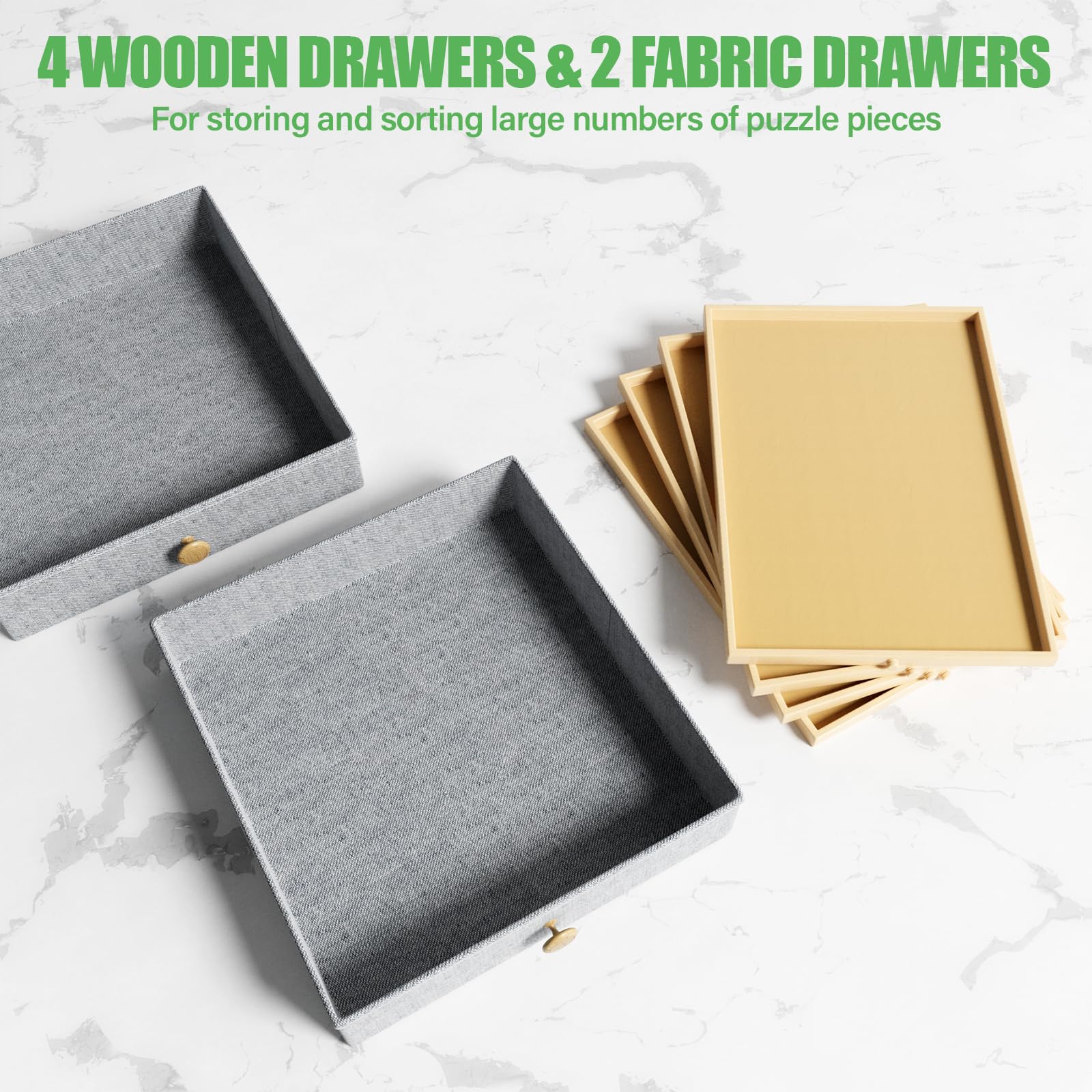 CODACE 1500 Piece Jigsaw Puzzle Table with Legs, Adjustable 5-Tilting-Angle Puzzle Board with 6 Drawers & Cover, 35