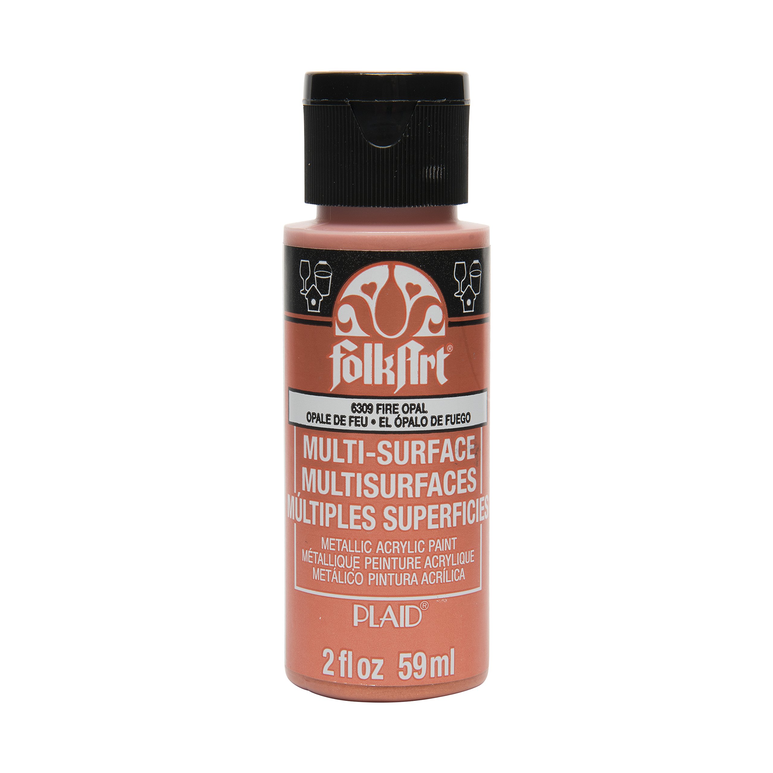 FolkArt Multi-Surface Metallic Paint in Assorted Colors (2 oz), Metallic Fire Opal