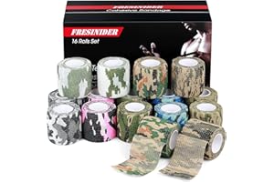 FRESINIDER 16 Rolls Self Adhesive Wrap Athletic Tape Gauze,Medical Bandage,Breathable Elastic Cohesive Bandage for Sports Injury & Pet (Camo)