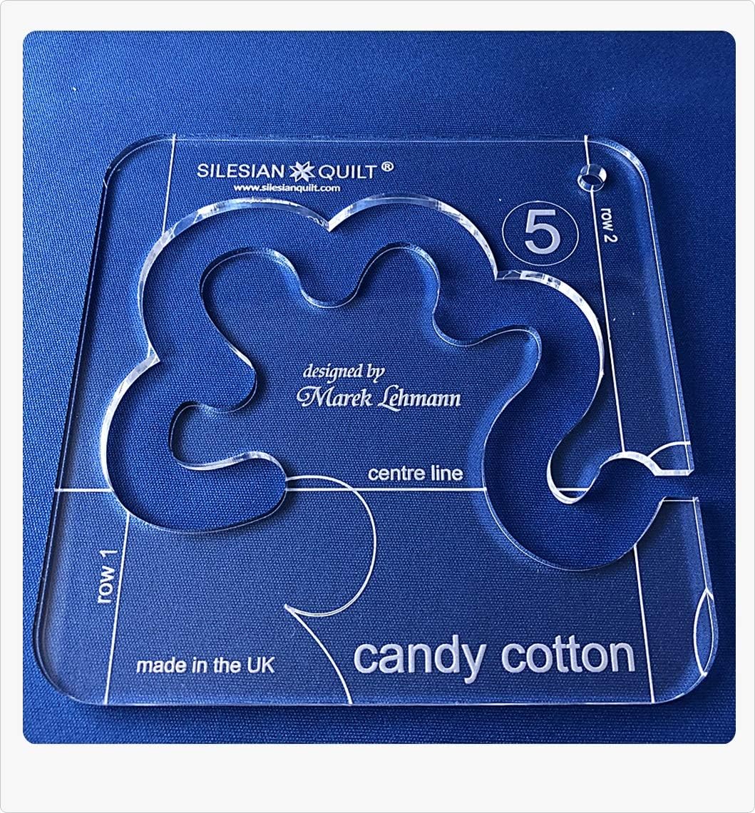 Silesian Quilt Template for Quilting Candy Cotton series 5 (Template Fits to FMQ Grip 5)