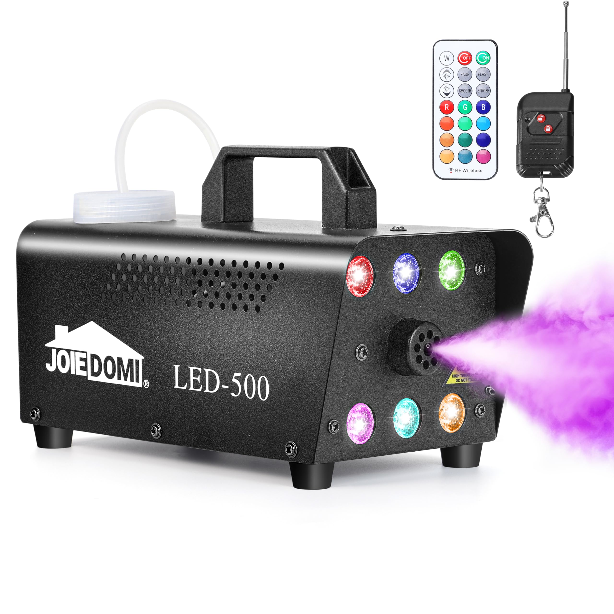 Photo 1 of Joiedomi Halloween Fog Machine with 13 Colors, 500W Halloween Smoke Machine with 4 light modes & Wireless Remote Control for Parties Decoration Holiday Events, Wedding (Not Included Atomized Liquid)