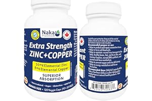 Naka Platinum Extra Strength Zinc + Copper, 50mg of Elemental Zinc, 8mg of Elemental Copper, SUPERIOR ABSORPTION, Made in Can