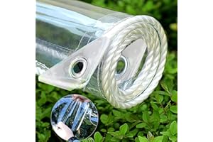 AHWEKR 3.3' x 8.2' Clear Tarp, Transparent Tarp Heavy Duty Waterproof with Grommets, Reinforced Edges are Durable, Thick and Tear-Resistant, Multipurpose Greenhouse, Outdoor Porches, Nursery, Etc.