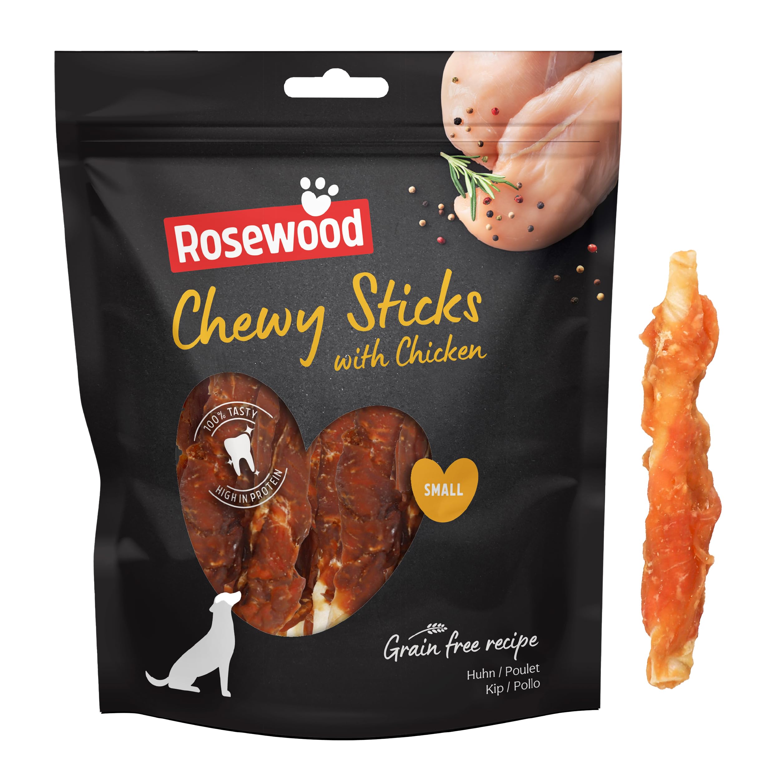 Rosewood Small Chicken Chewy Sticks for Dogs – Real Meat Treats, Grain-Free, High Protein, Supports Dental Hygiene, No Added Sugar, Low Fat (320g Value Pack)